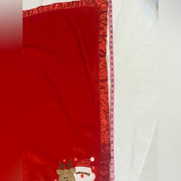 Baby Essentials Christmas Fleece Red  Blanket 35”29” Santa and Reindeer - Picture 10 of 11